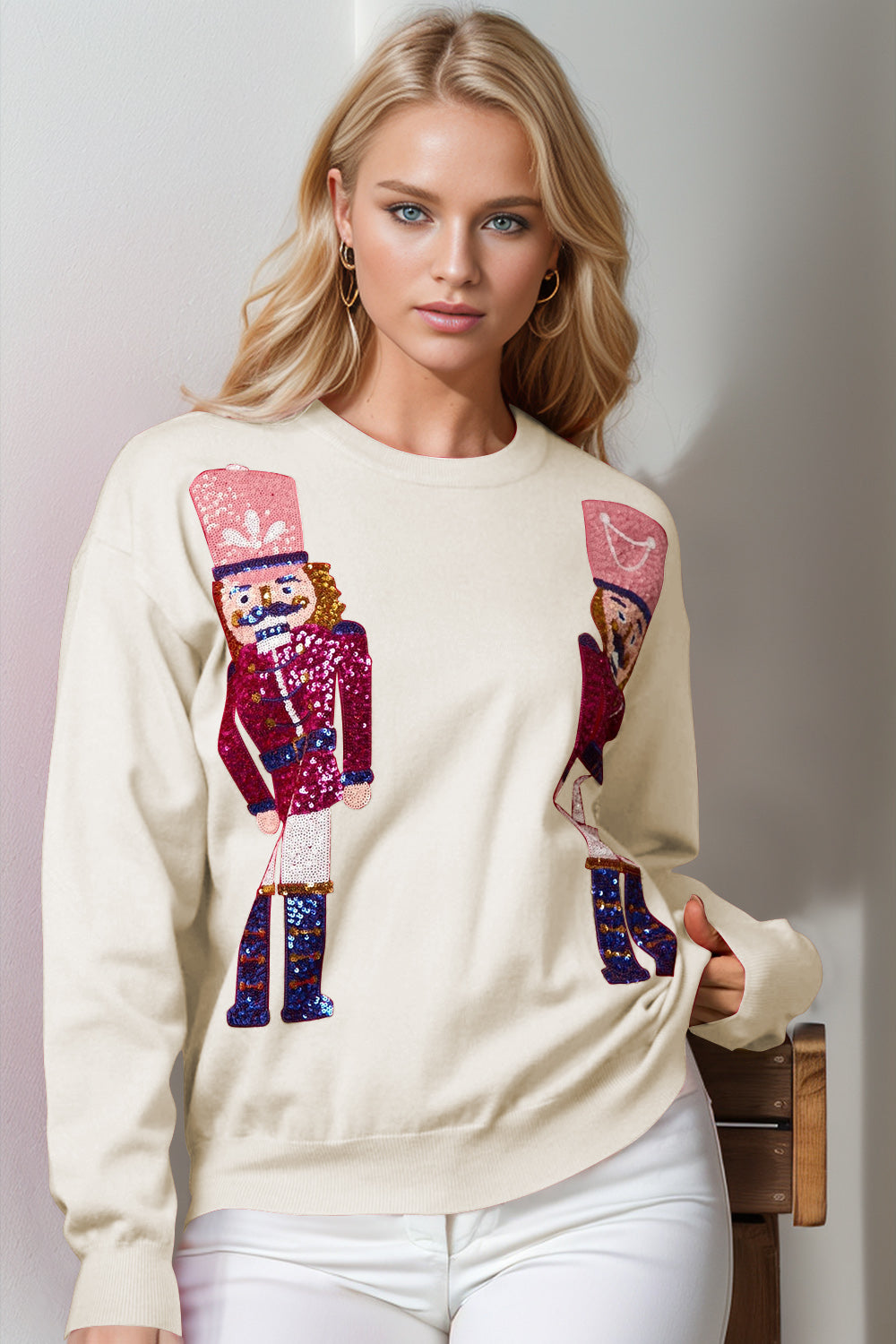 Sequin Nutcracker Long Sleeve Sweater