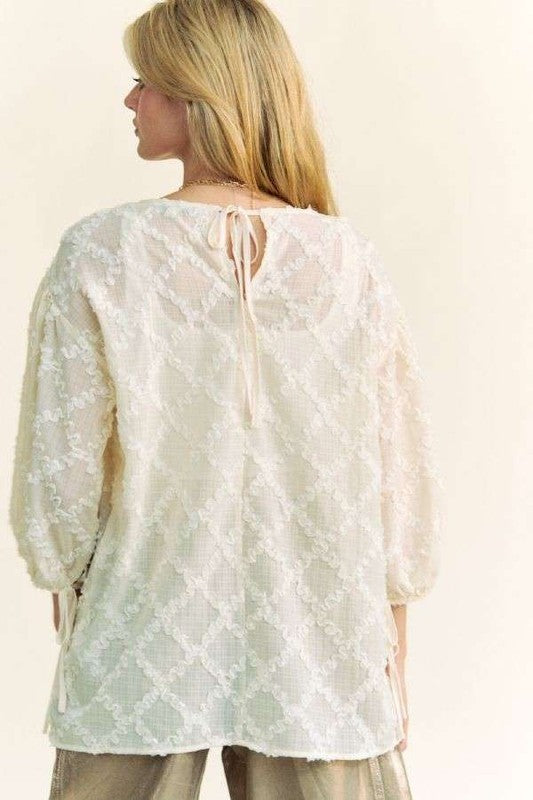 Three-Quarter Sleeve Blouse in Cream