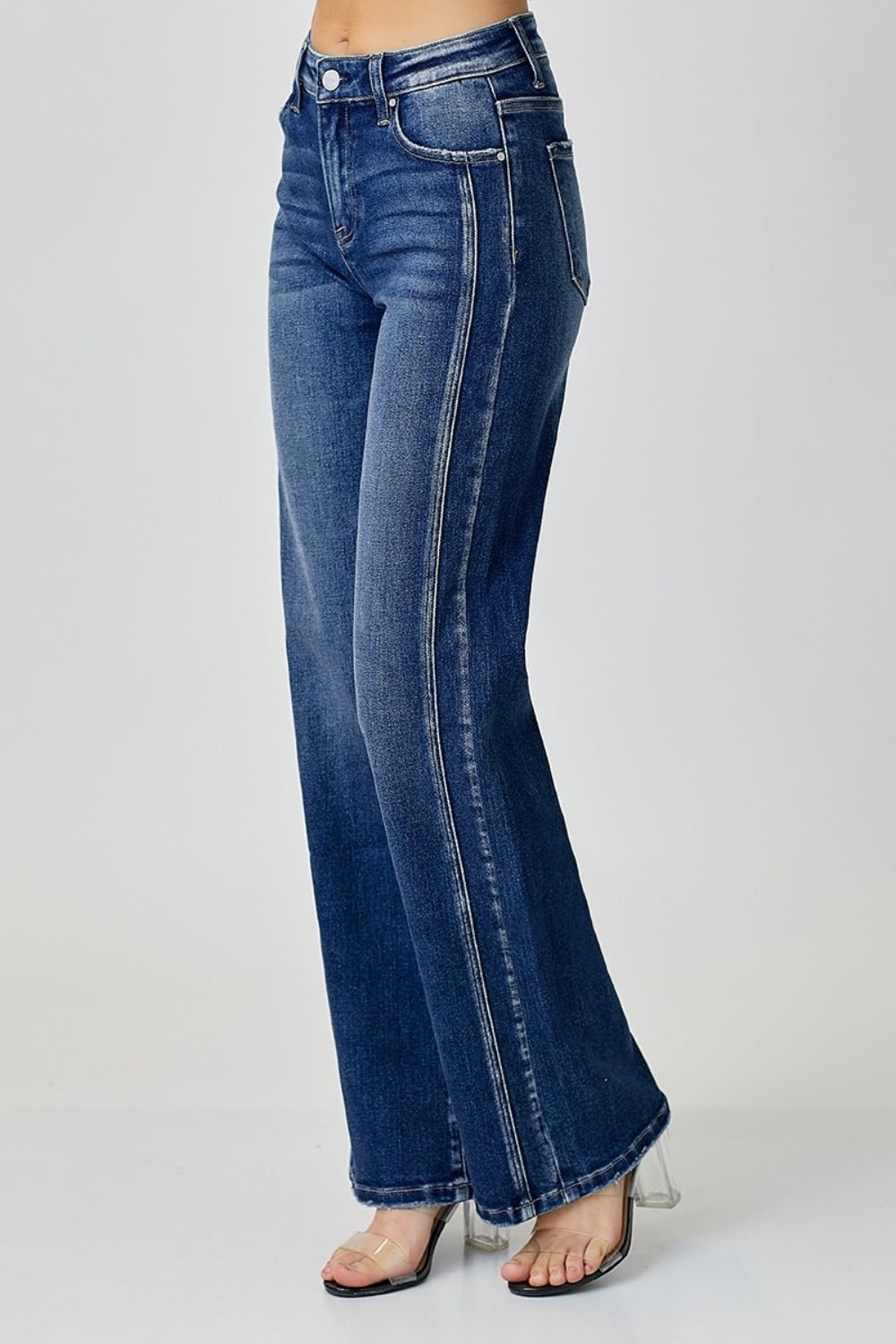 Dark Wash Mid Rise Straight Leg JeansJeansRISEN