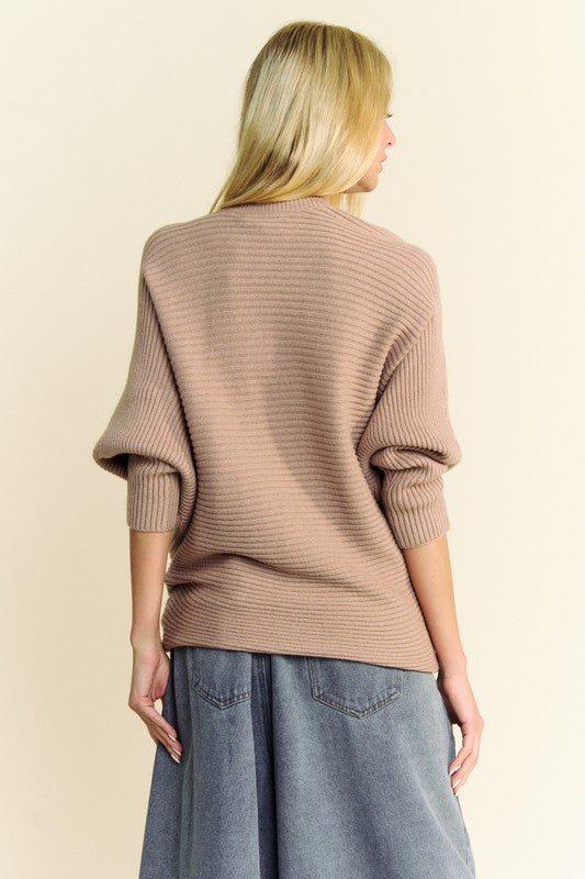 Davi & Dani - Batwing Sleeve Sweater in Tan