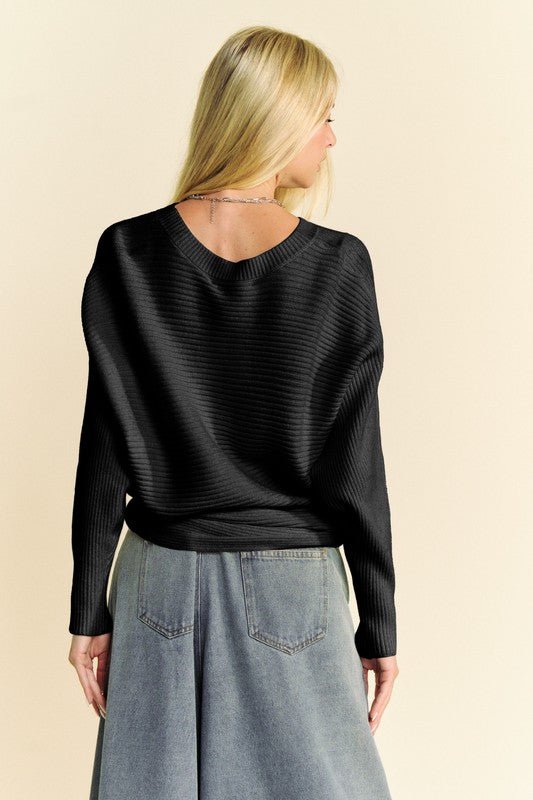 Davi & Dani - Black Batwing Sleeve Sweater