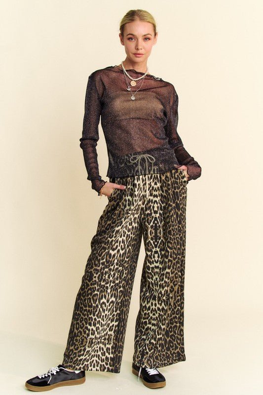 Davi & Dani - Black Glitter Chiffon Long Sleeve Top