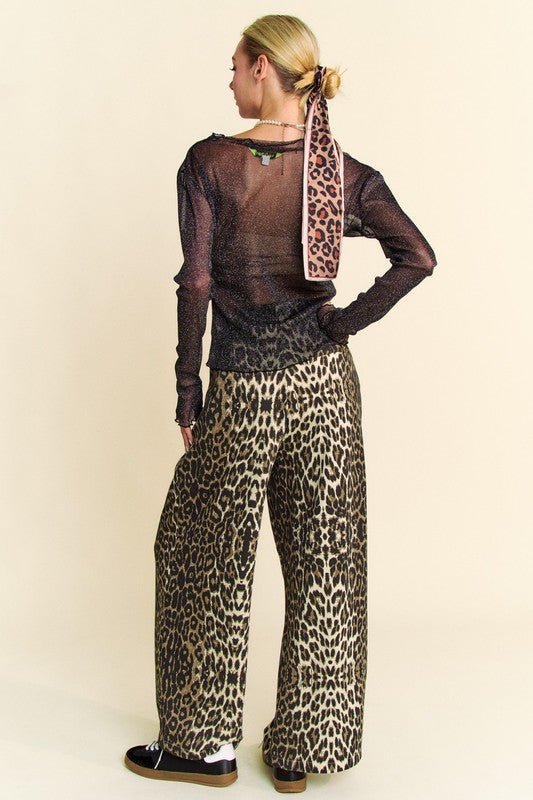 Davi & Dani - Black Glitter Chiffon Long Sleeve Top