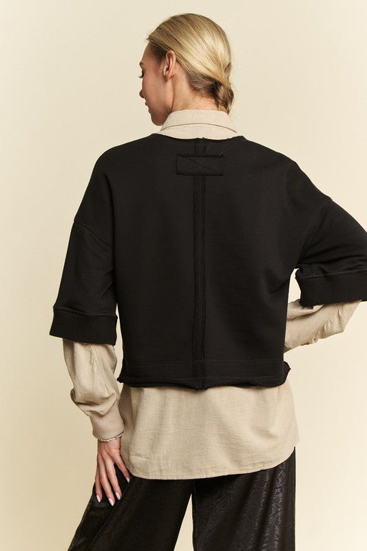 Davi & Dani - Black Layered Look French Terry Shirt