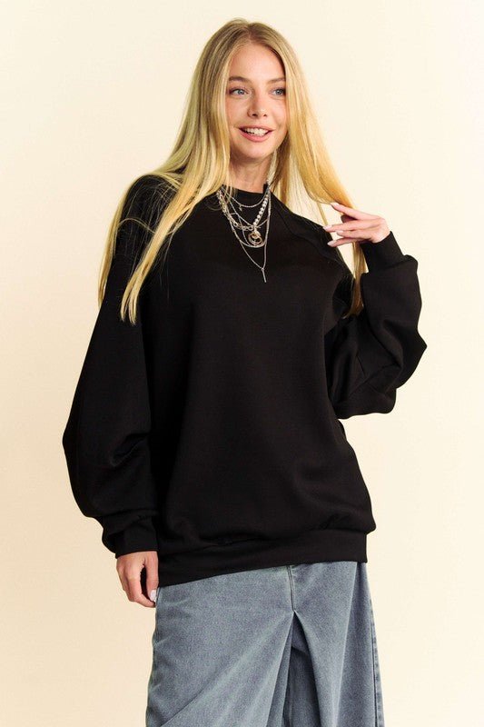 Davi & Dani - Black Raglan Sleeve Sweatshirt