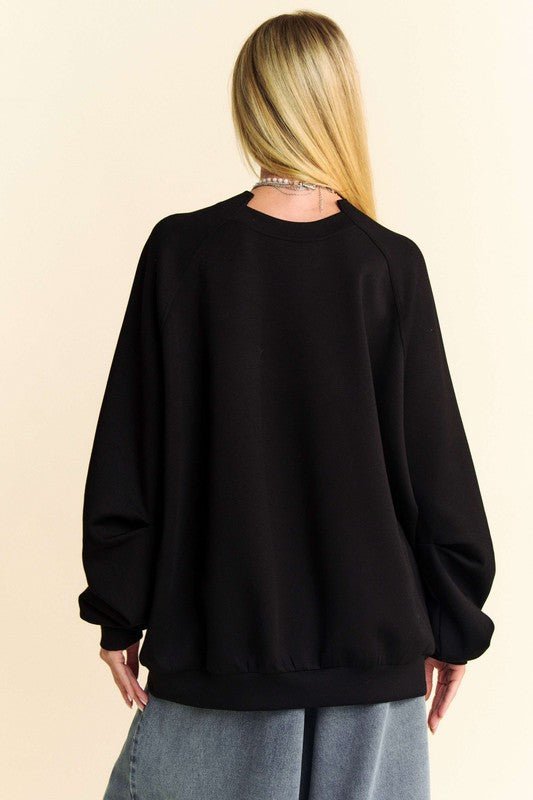 Davi & Dani - Black Raglan Sleeve Sweatshirt