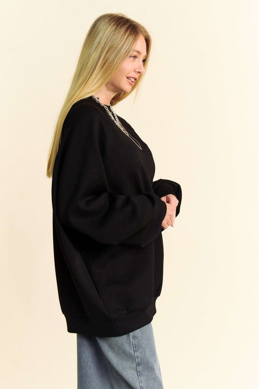 Davi & Dani - Black Raglan Sleeve Sweatshirt