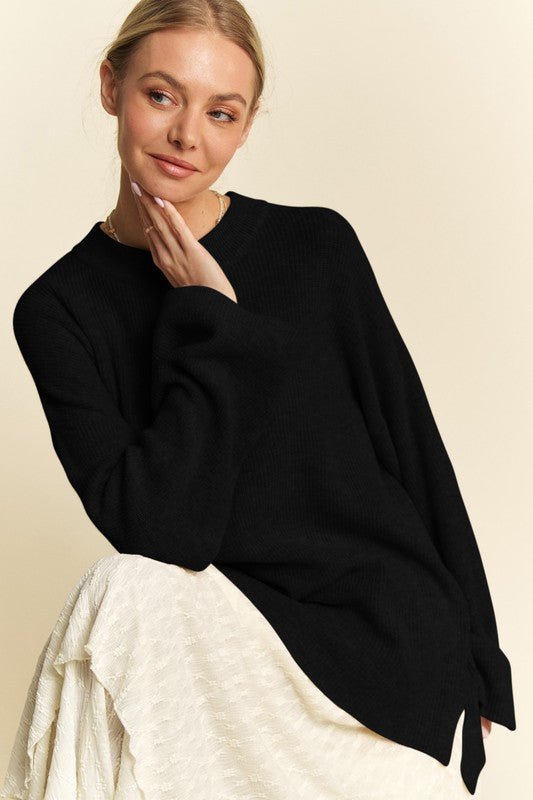 Davi & Dani - Black Relaxed Fit Tunic Sweater