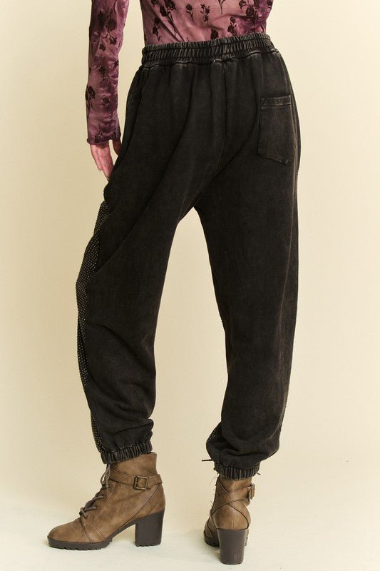 Davi & Dani - Black Rhinestone Encrusted Joggers