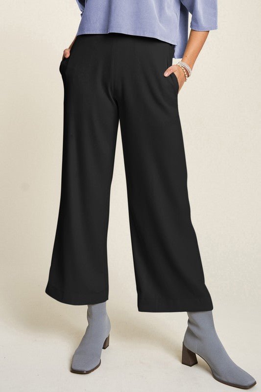 Davi & Dani - Black Wide Leg Mid - Rise Pants