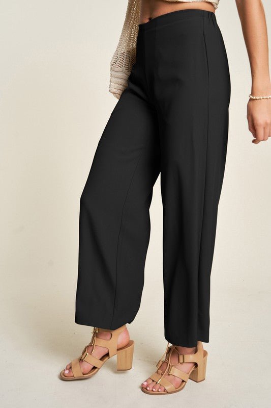 Davi & Dani - Black Wide Leg Mid - Rise Pants