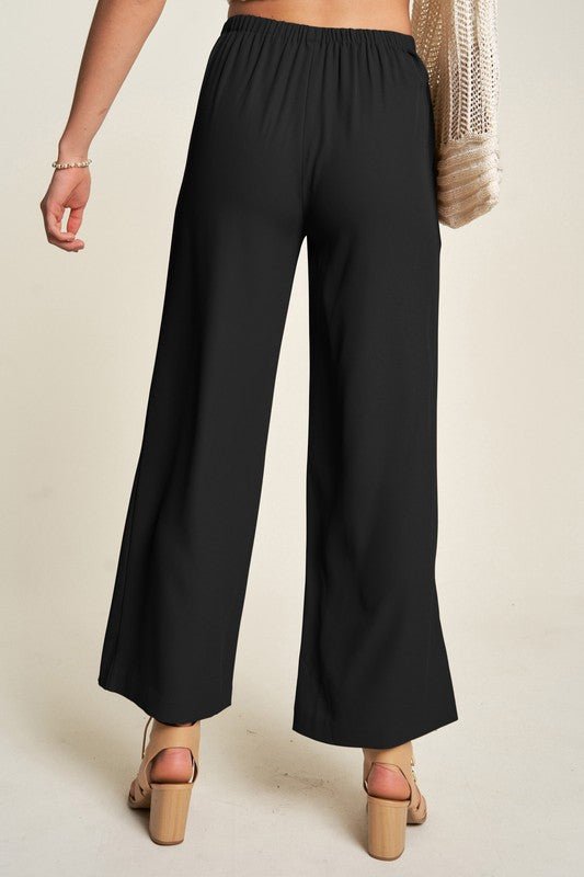 Davi & Dani - Black Wide Leg Mid - Rise Pants