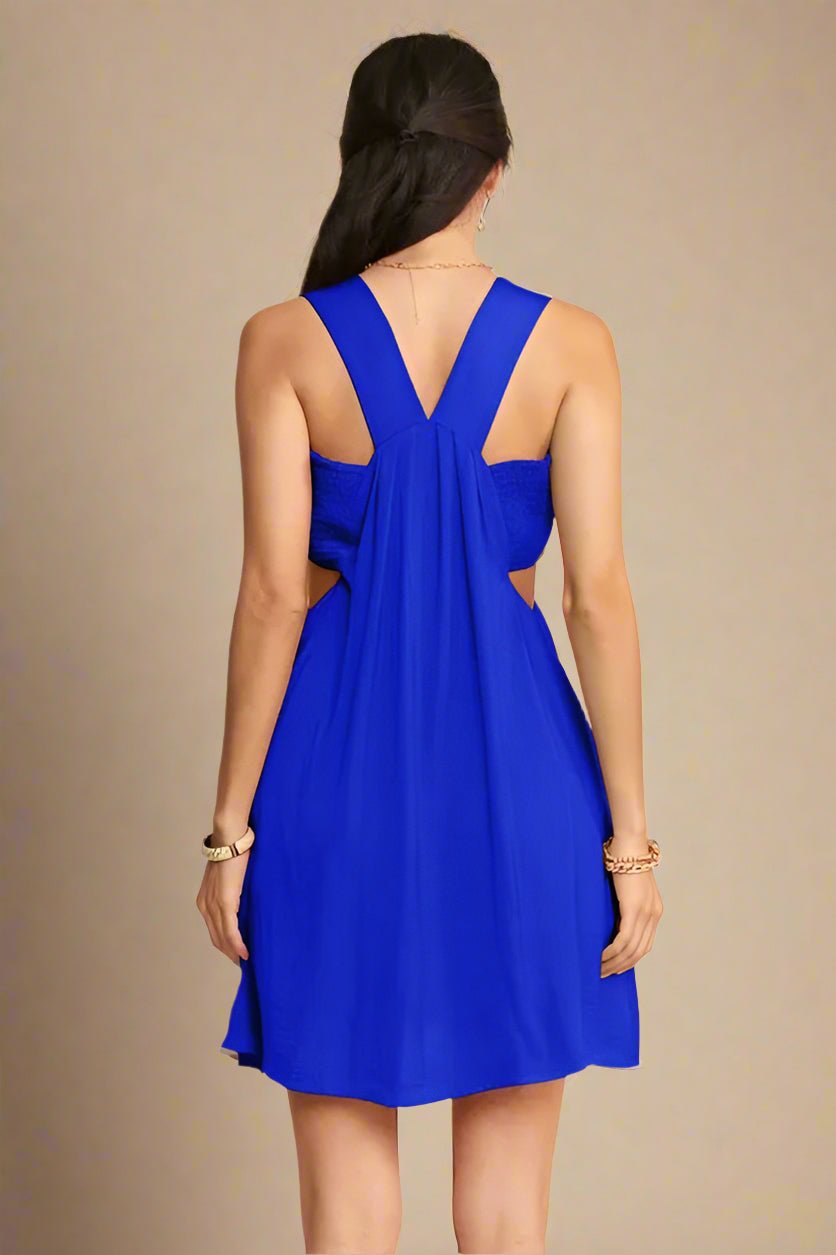 Davi & Dani - Cobalt Blue Cutout Back Mini Dress