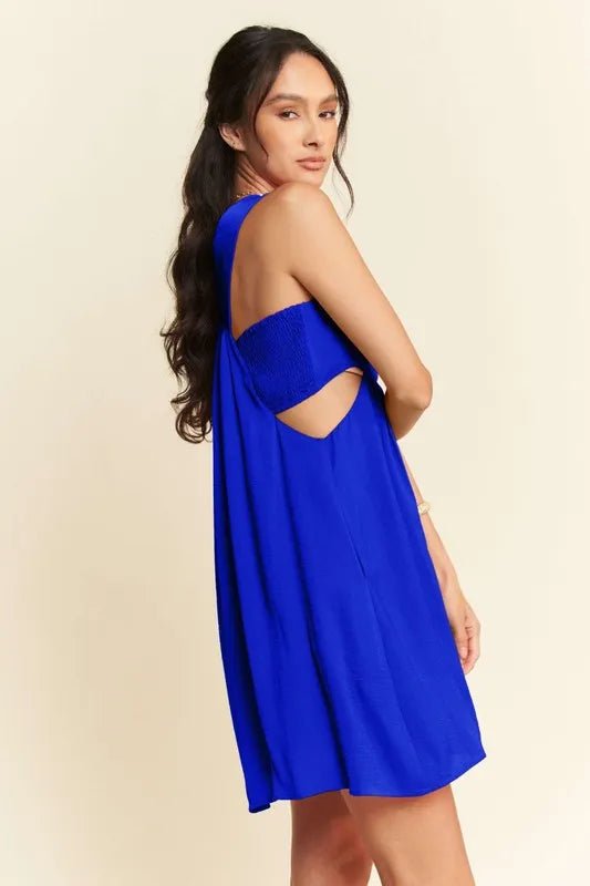 Davi & Dani - Cobalt Blue Cutout Back Mini Dress