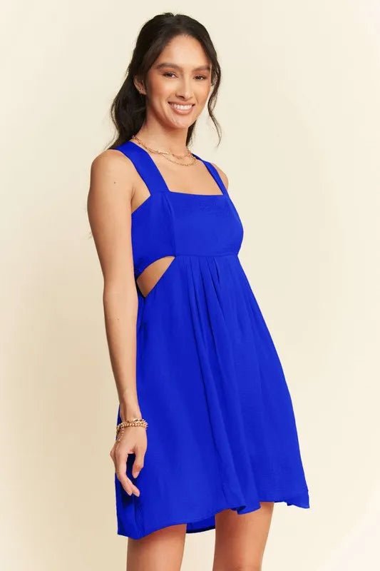 Davi & Dani - Cobalt Blue Cutout Back Mini Dress