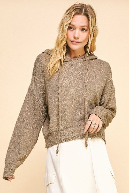 Davi & Dani - Long Sleeve Hooded Sweater in Camel