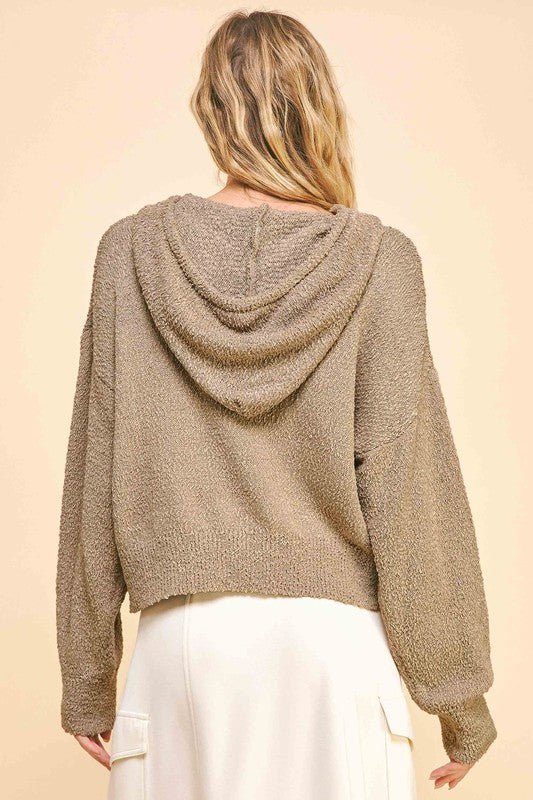 Davi & Dani - Long Sleeve Hooded Sweater in Camel