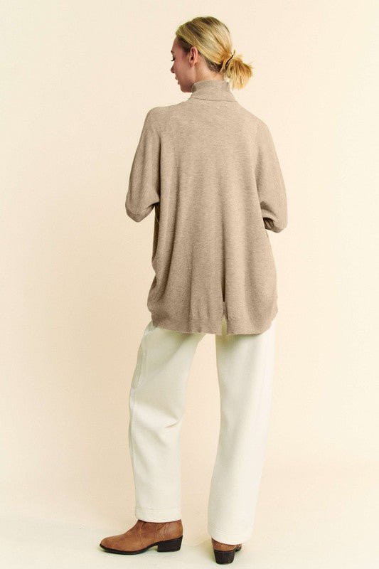 Davi & Dani - Long Sleeve Knit Turtleneck Top in Khaki