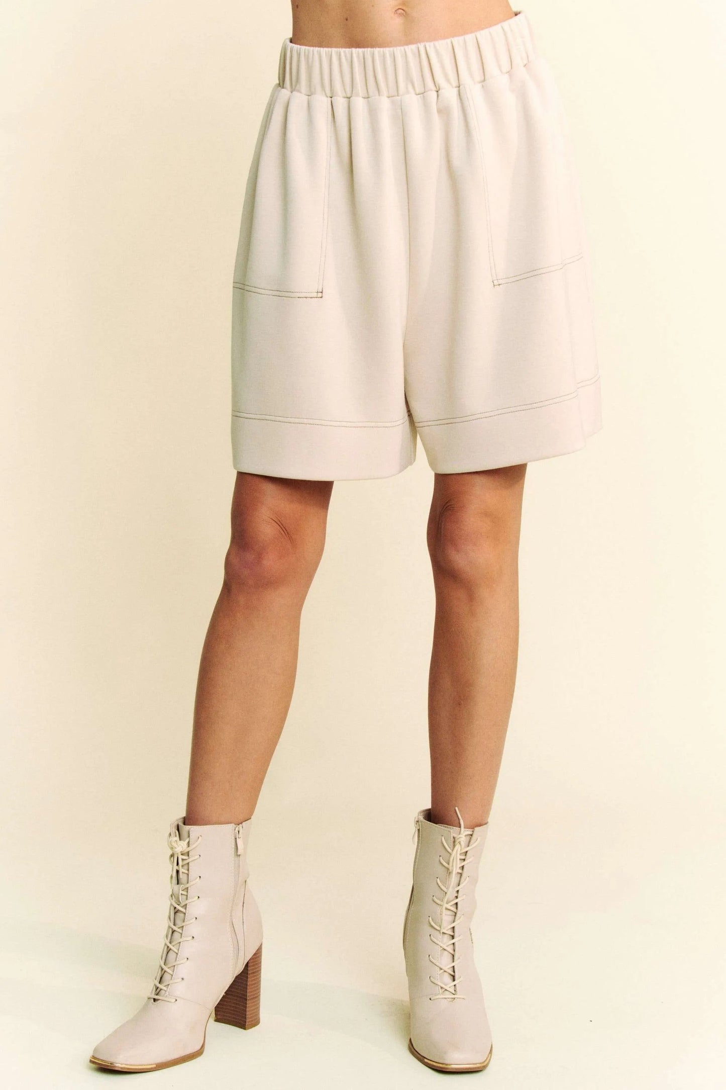 Davi & Dani - Oatmeal Sleeveless Top & Shorts Set