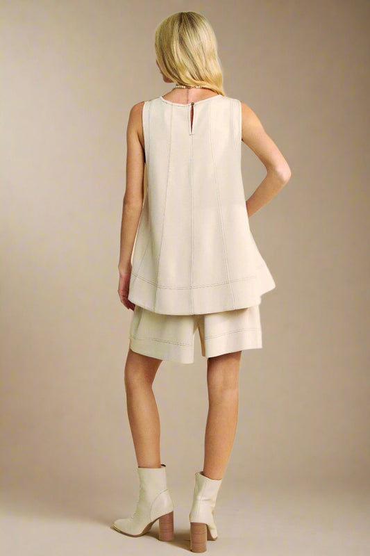 Davi & Dani - Oatmeal Sleeveless Top & Shorts Set