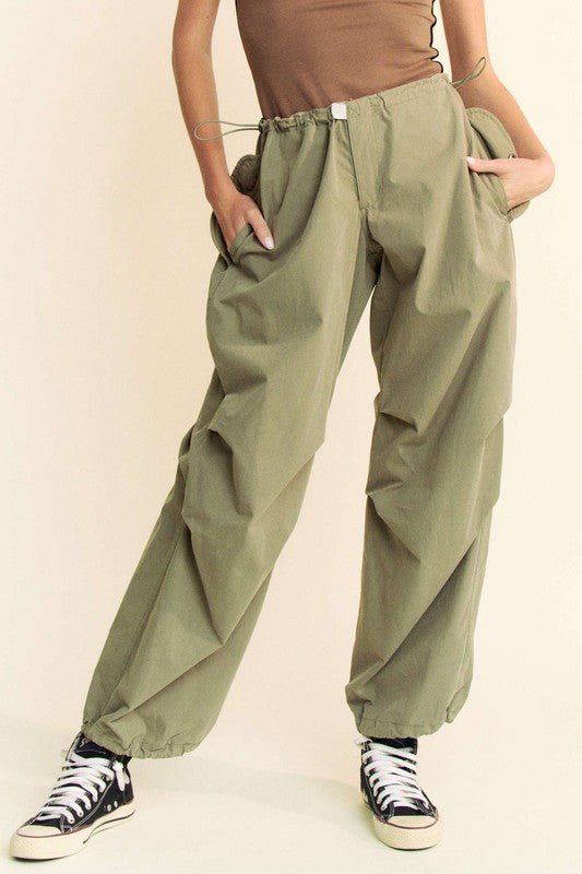 Davi & Dani - Olive Green Baggy Drawstring Pants