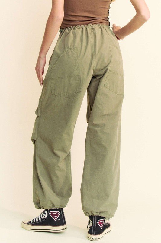 Davi & Dani - Olive Green Baggy Drawstring Pants