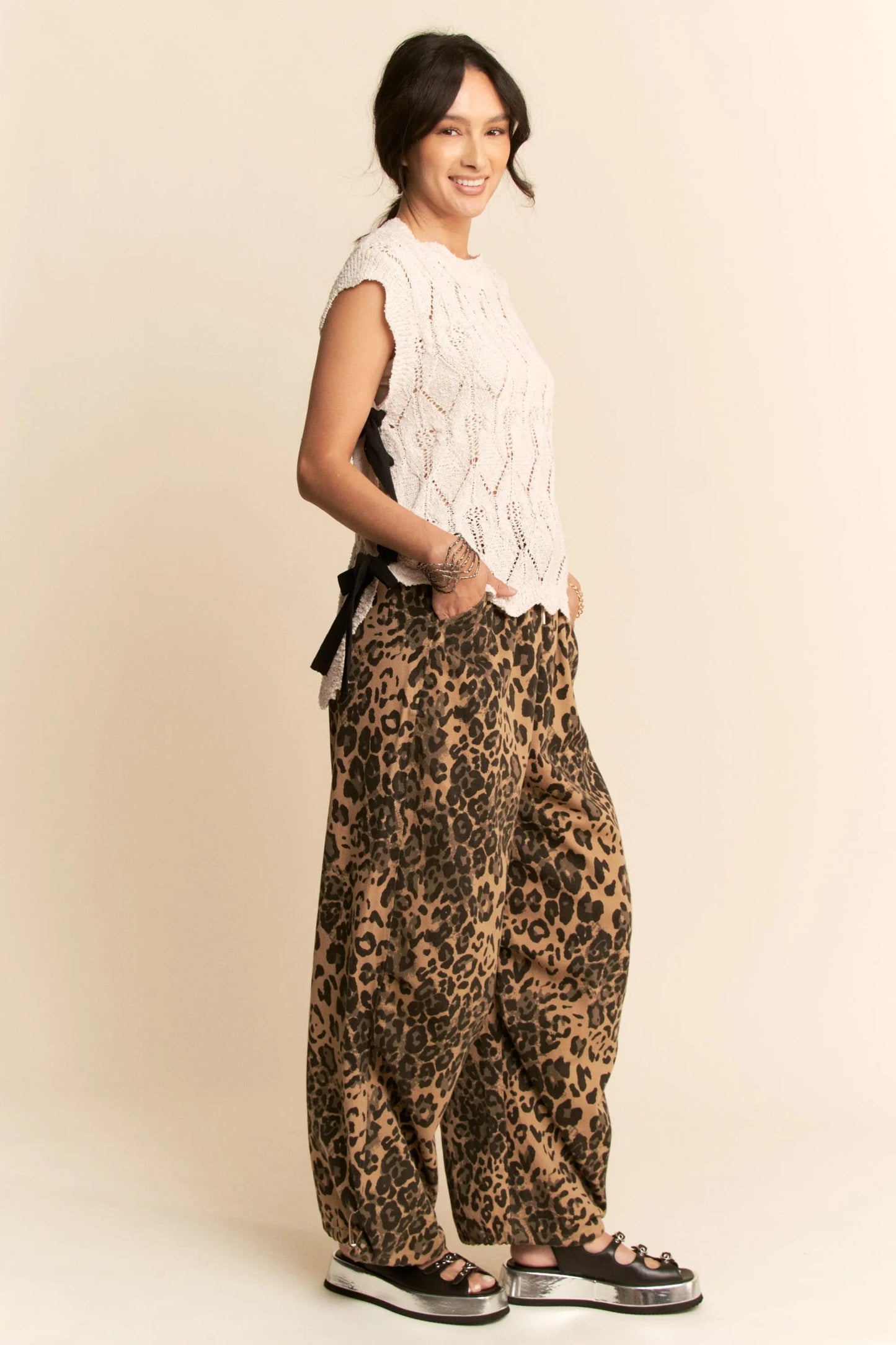 Davi & Dani - Open Knit Cap Sleeve Sweater – Ivory