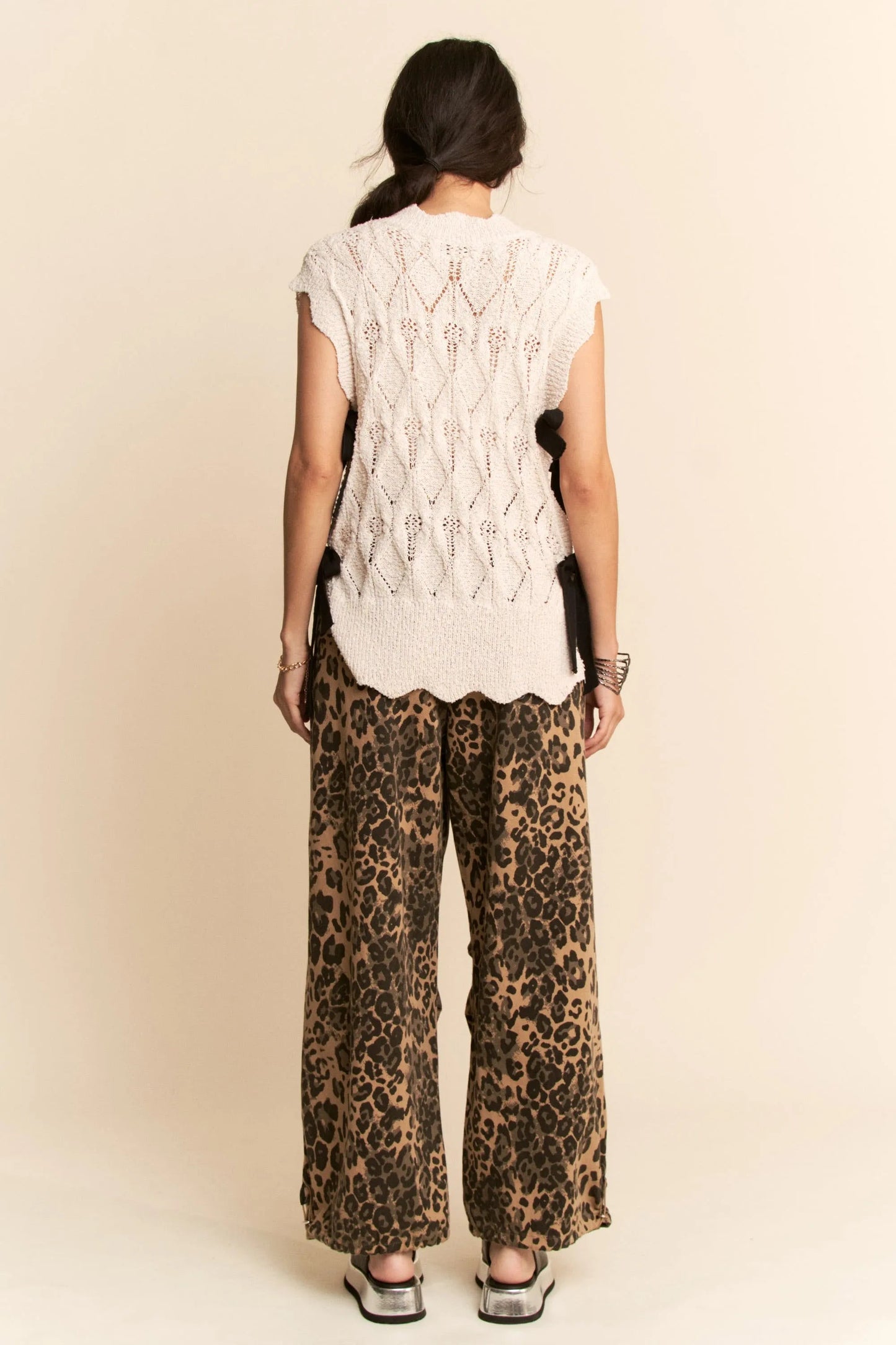 Davi & Dani - Open Knit Cap Sleeve Sweater – Ivory