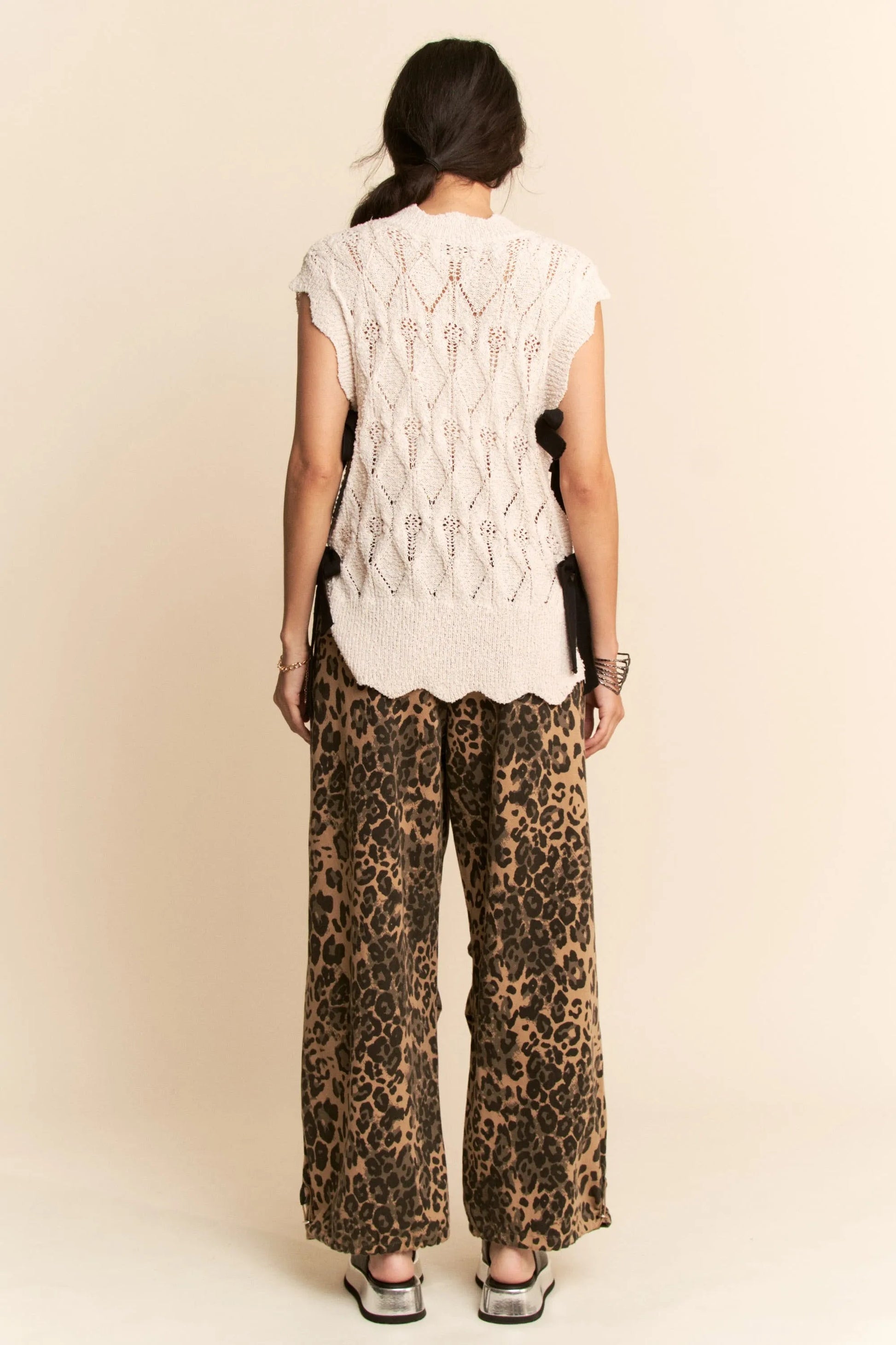 Davi & Dani - Open Knit Cap Sleeve Sweater – Ivory