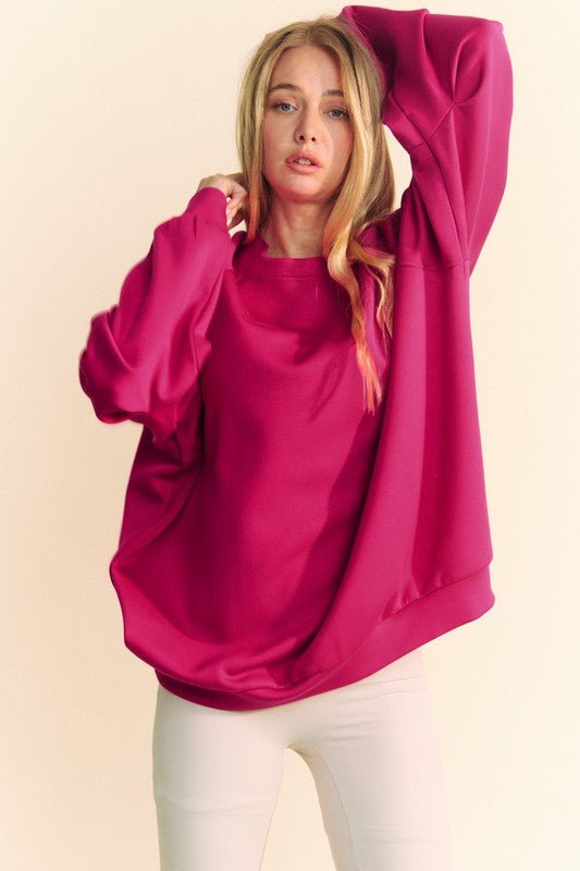 Davi & Dani - Raglan Sleeve Sweatshirt in Deep Rose