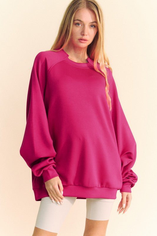 Davi & Dani - Raglan Sleeve Sweatshirt in Deep Rose