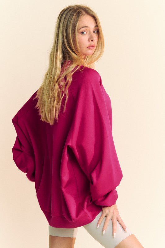 Davi & Dani - Raglan Sleeve Sweatshirt in Deep Rose