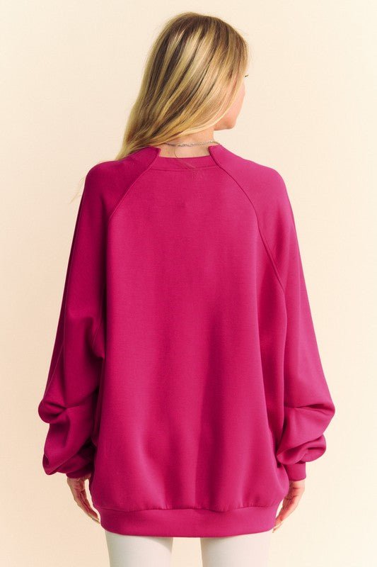 Davi & Dani - Raglan Sleeve Sweatshirt in Deep Rose