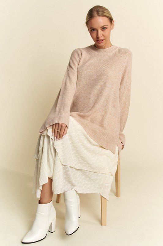 Davi & Dani - Relaxed Fit Tunic Sweater in Oatmeal