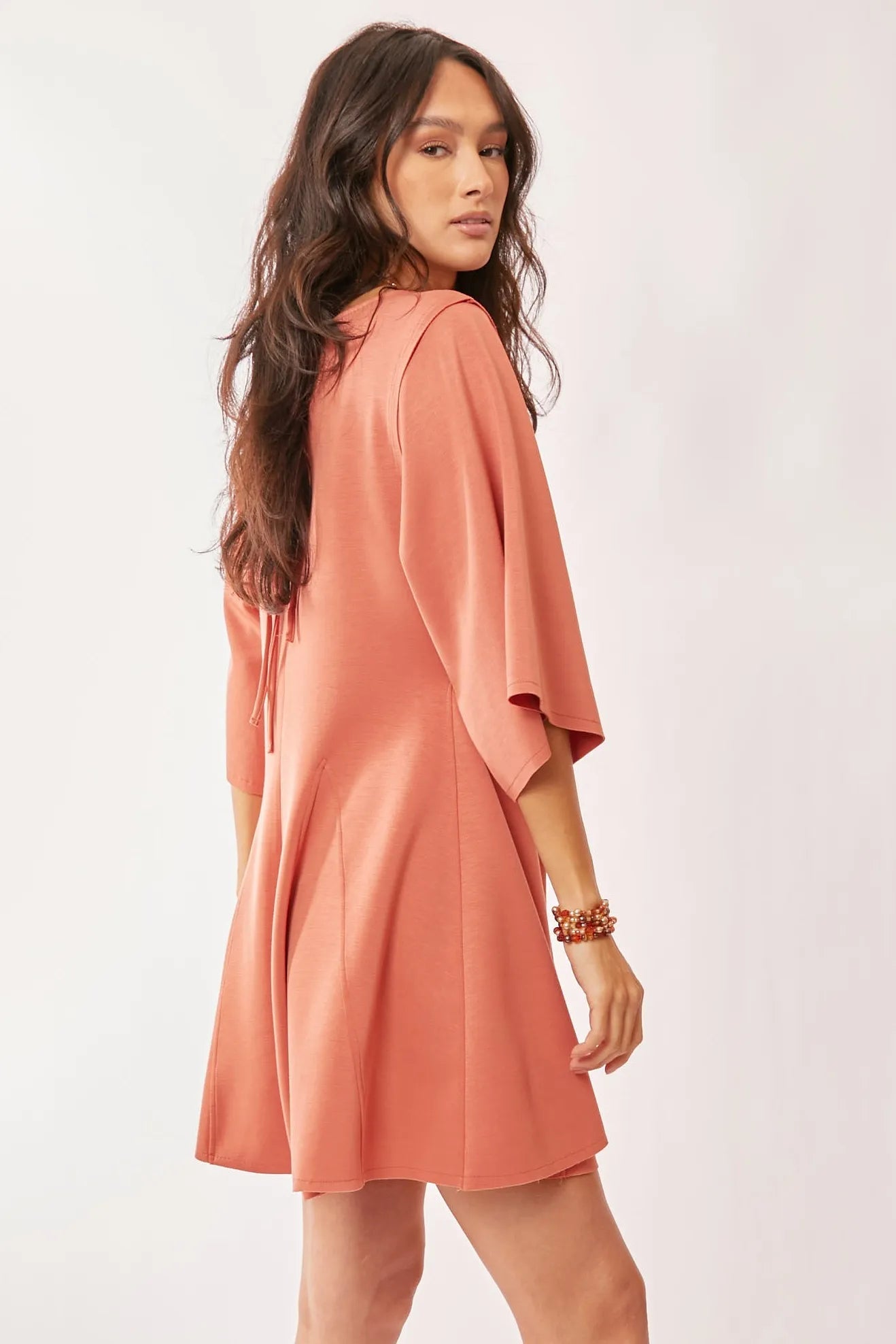 Davi & Dani - Terracotta Wide Sleeve Pleated Romper