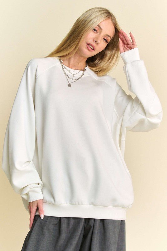 Davi & Dani - White Raglan Sleeve Sweatshirt