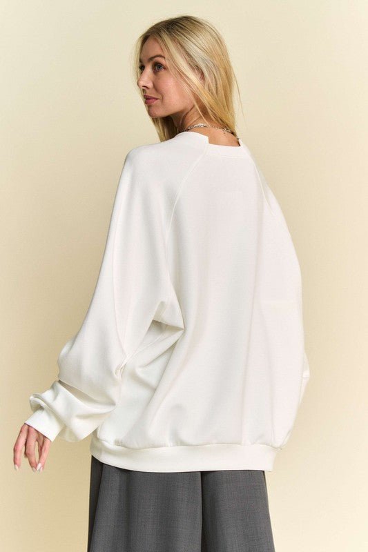 Davi & Dani - White Raglan Sleeve Sweatshirt