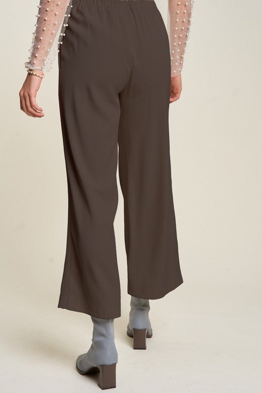 Davi & Dani - Wide Leg Mid - Rise Pants in Chocolate