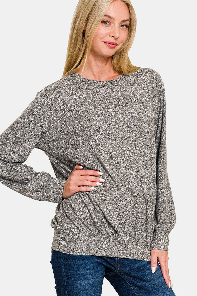 Black Gray Long Sleeve Top