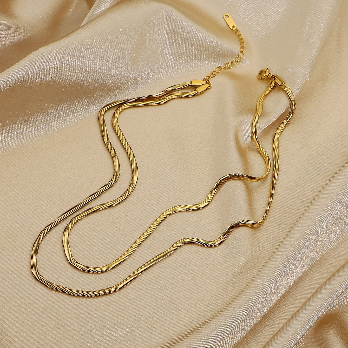 Double Layered Gold Snake Chain NecklaceNecklaceBeach Rose Co.