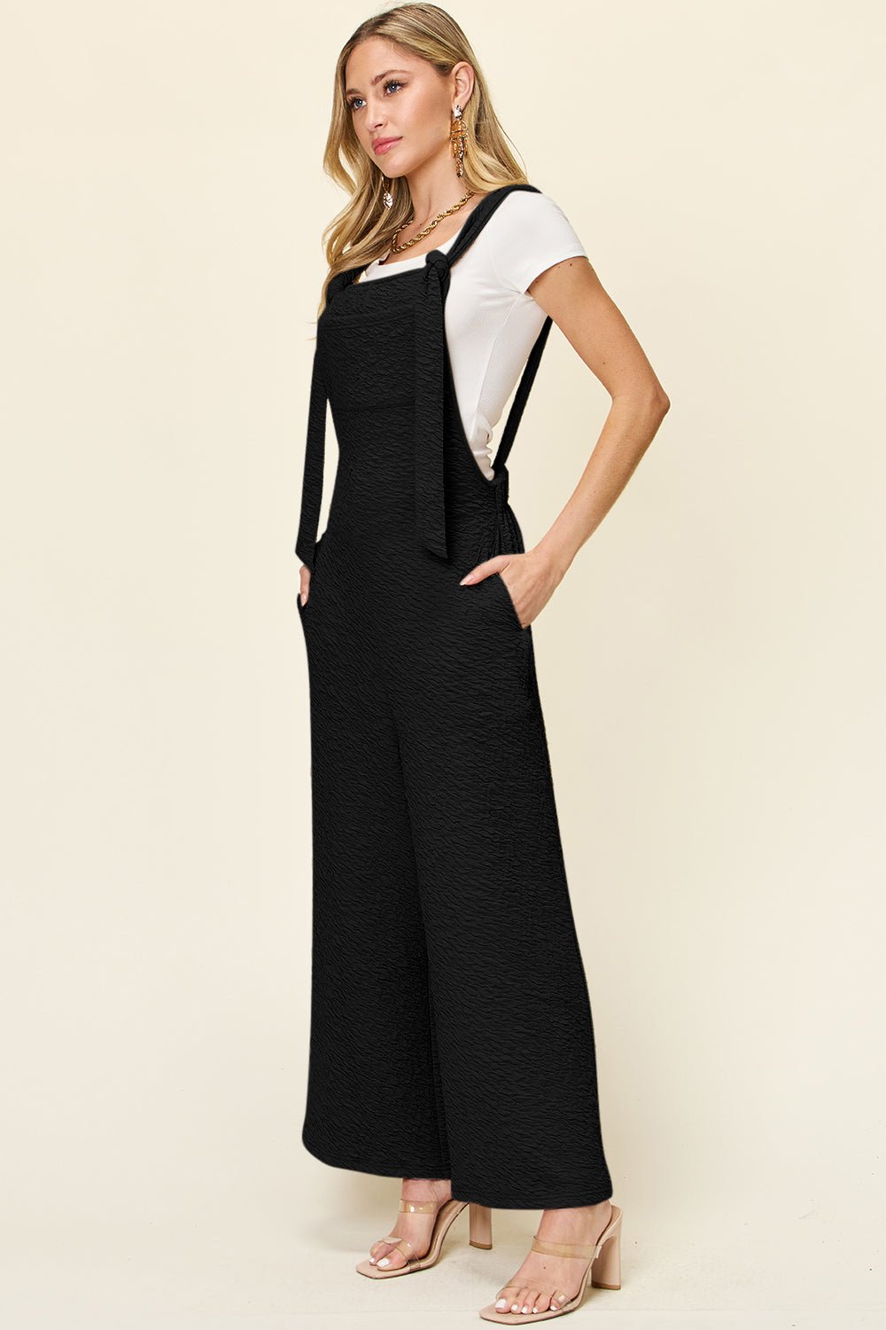 Double Take - Black Sleeveless Wide Leg Jumpsuit