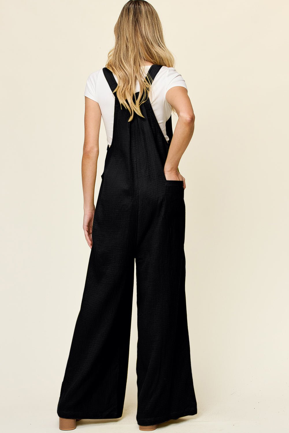 Double Take - Black Wide Strap Wide Leg Overall