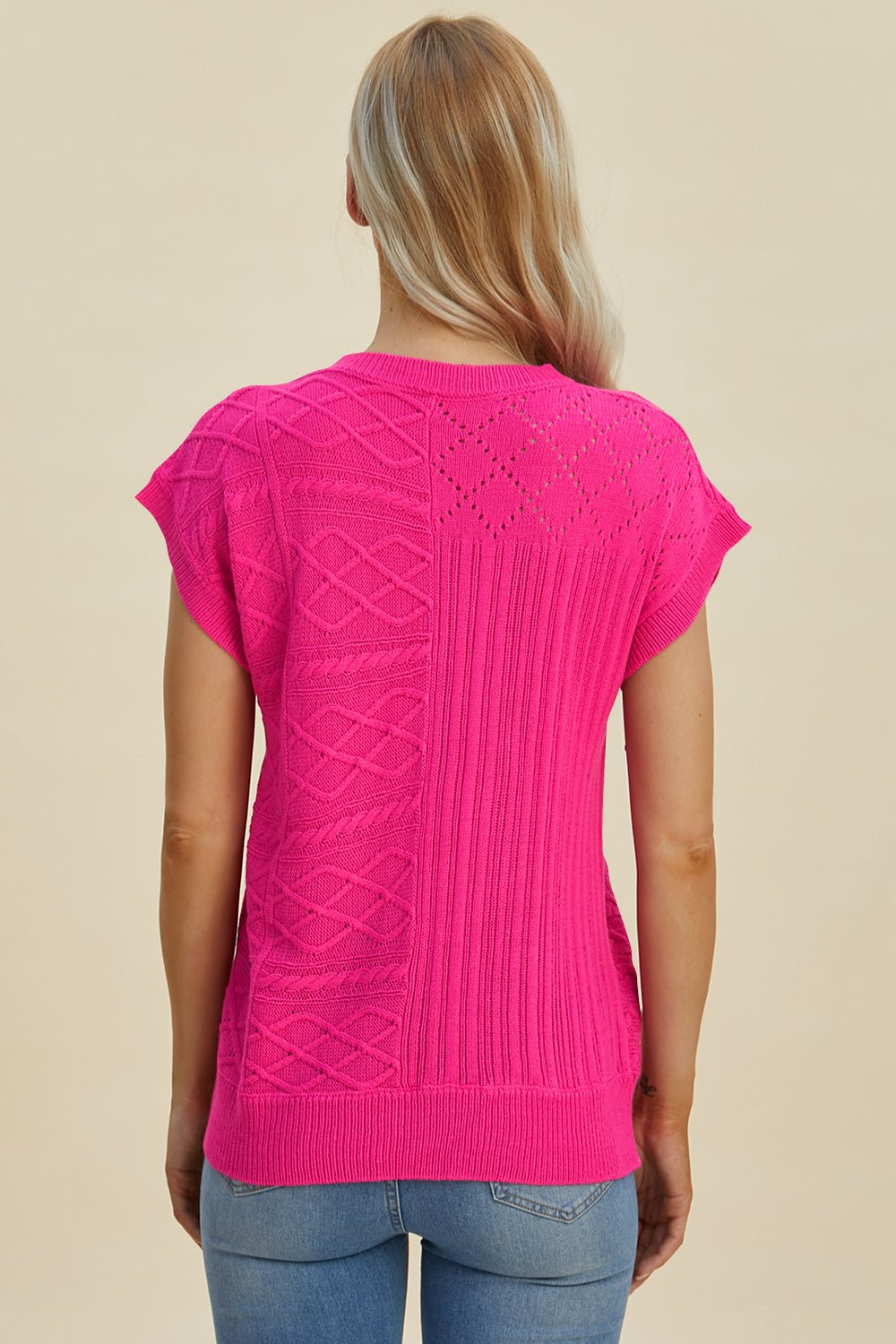 Double Take - Cable - Knit Cap Sleeve Sweater