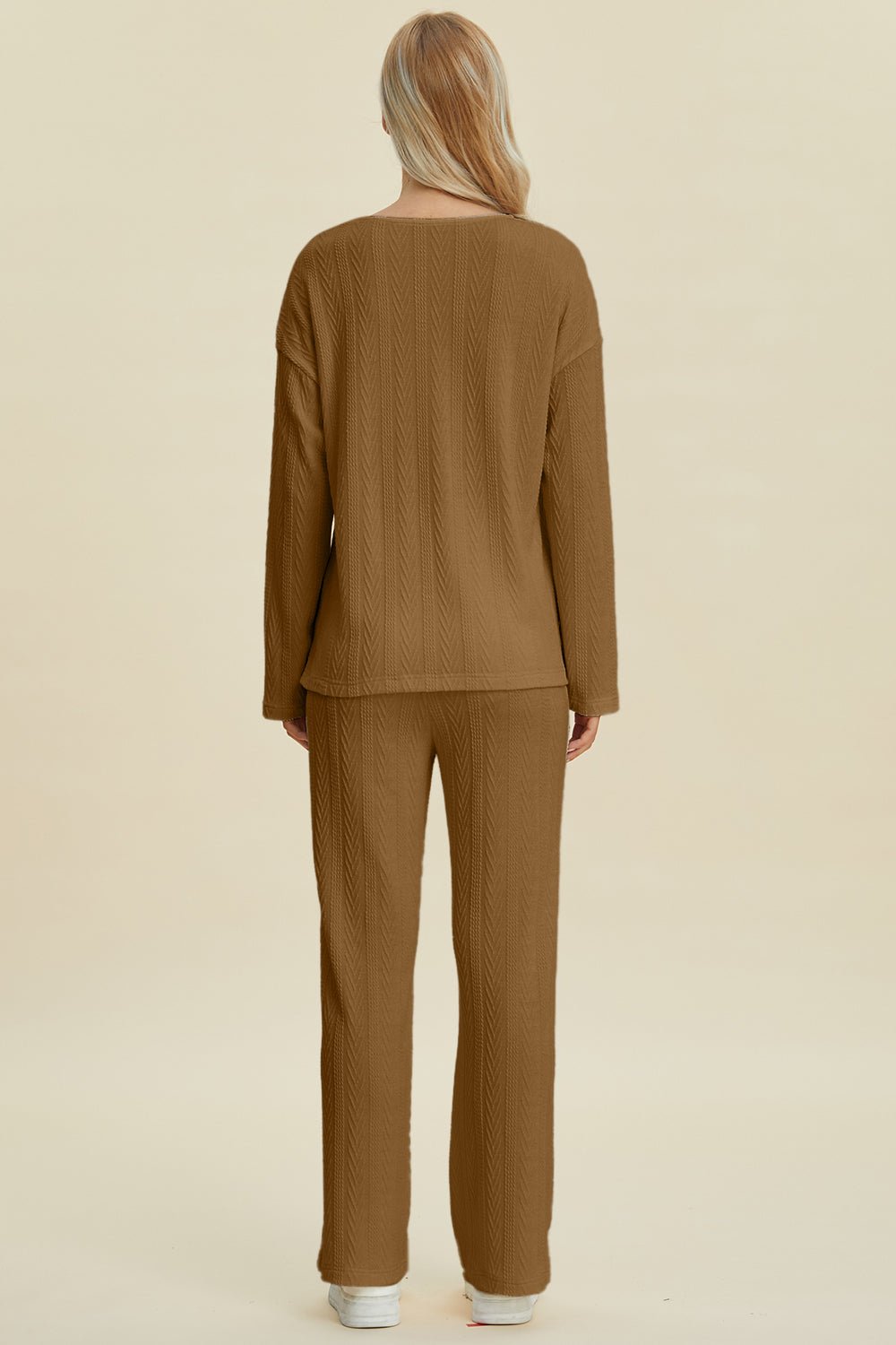 Double Take - Cable - Knit Long Sleeve Top and Pants Set