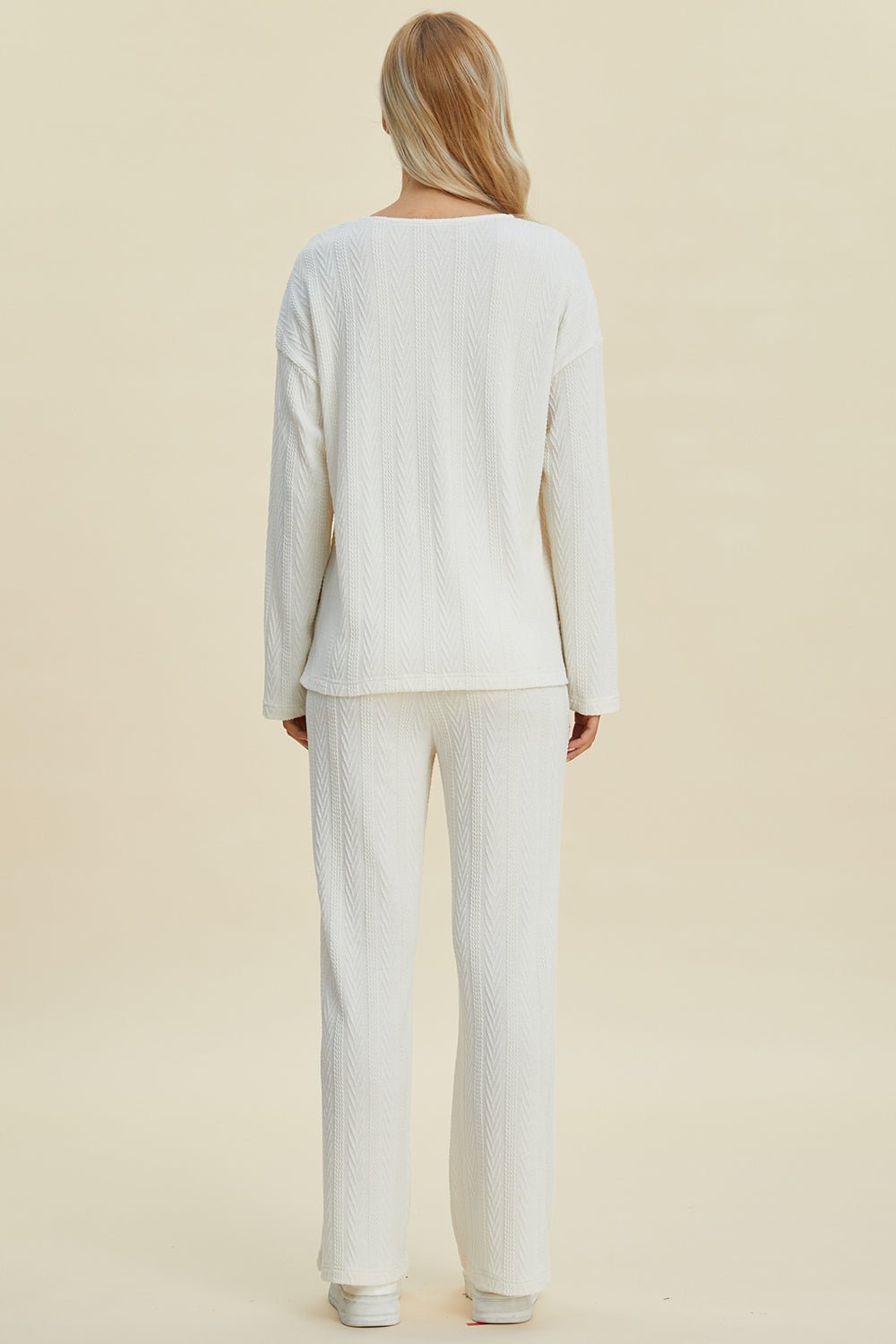 Double Take - Cable - Knit Long Sleeve Top and Pants Set