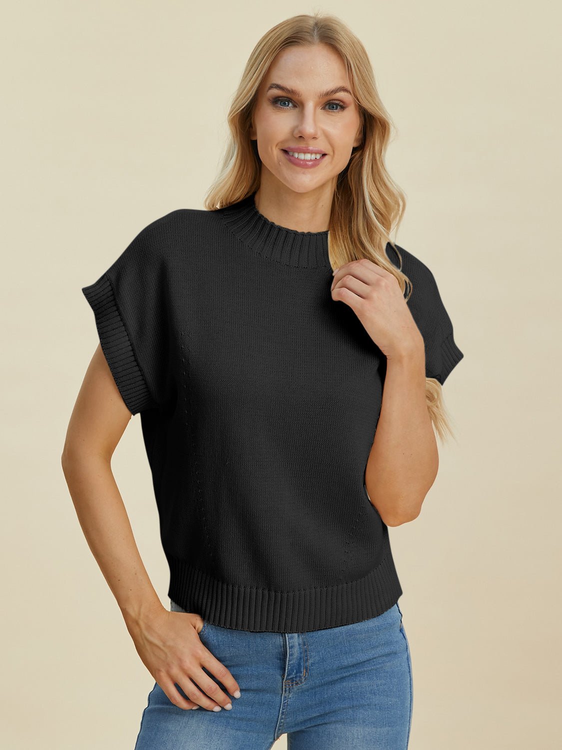 Double Take - Crew Neck Short Sleeve Sweater