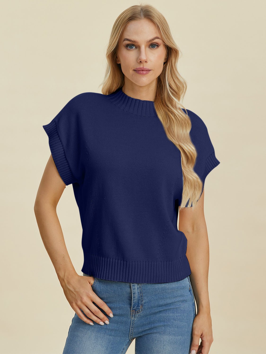 Double Take - Crew Neck Short Sleeve Sweater