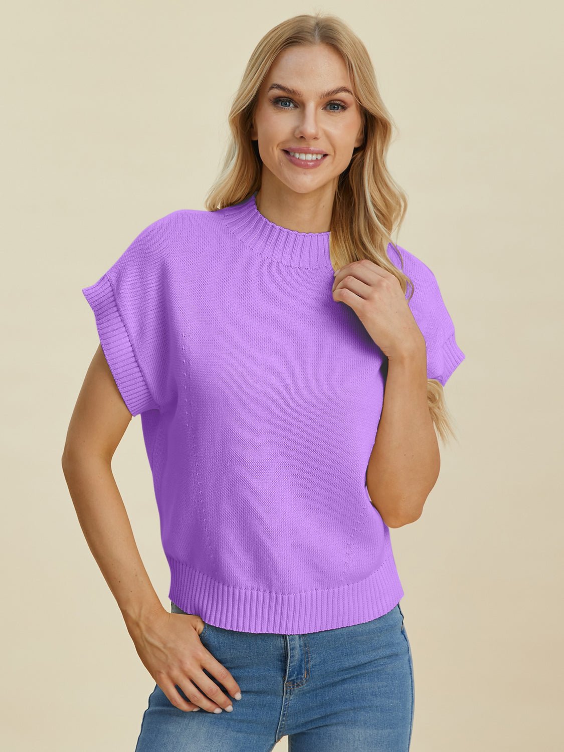 Double Take - Crew Neck Short Sleeve Sweater