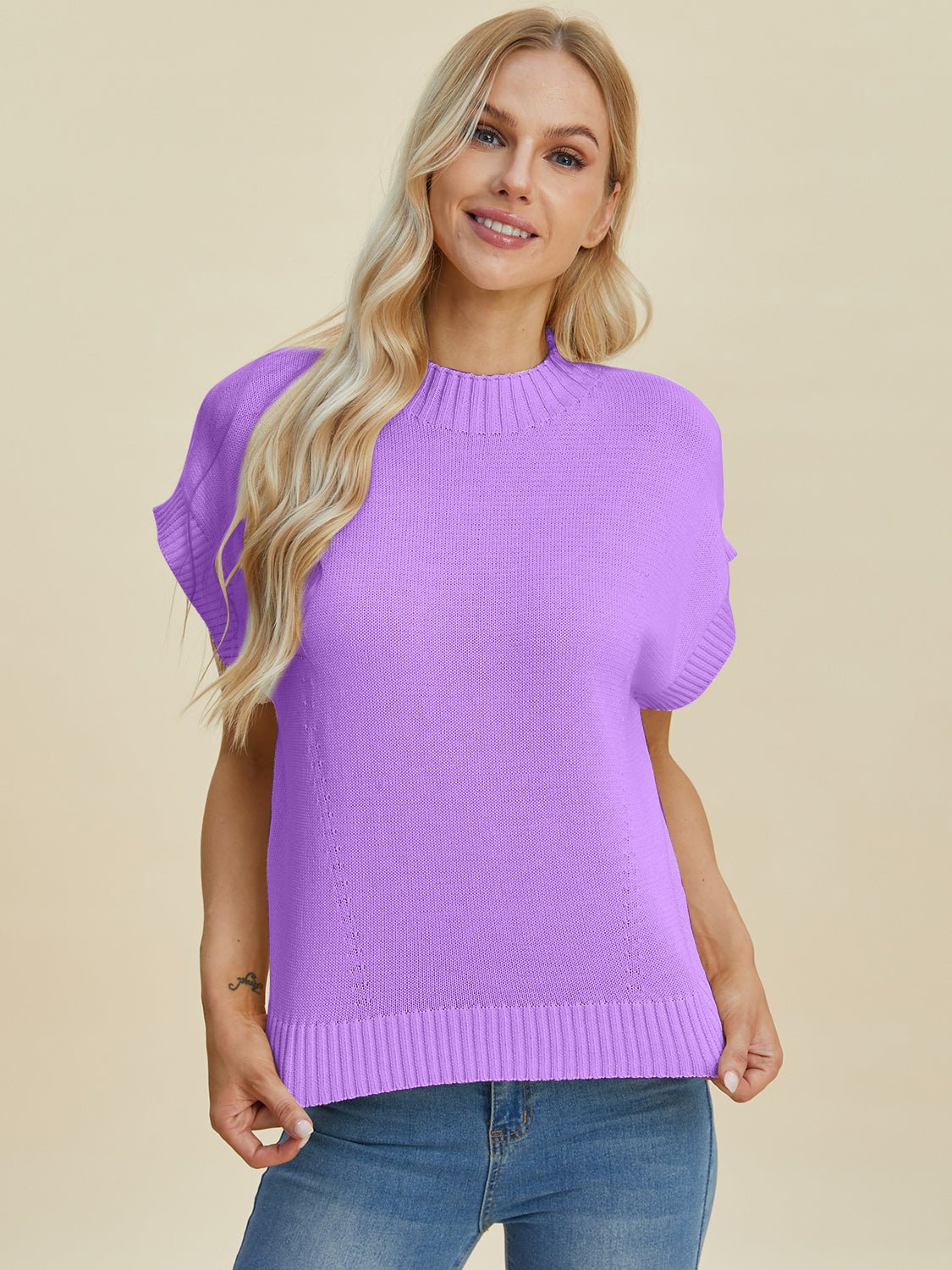 Double Take - Crew Neck Short Sleeve Sweater