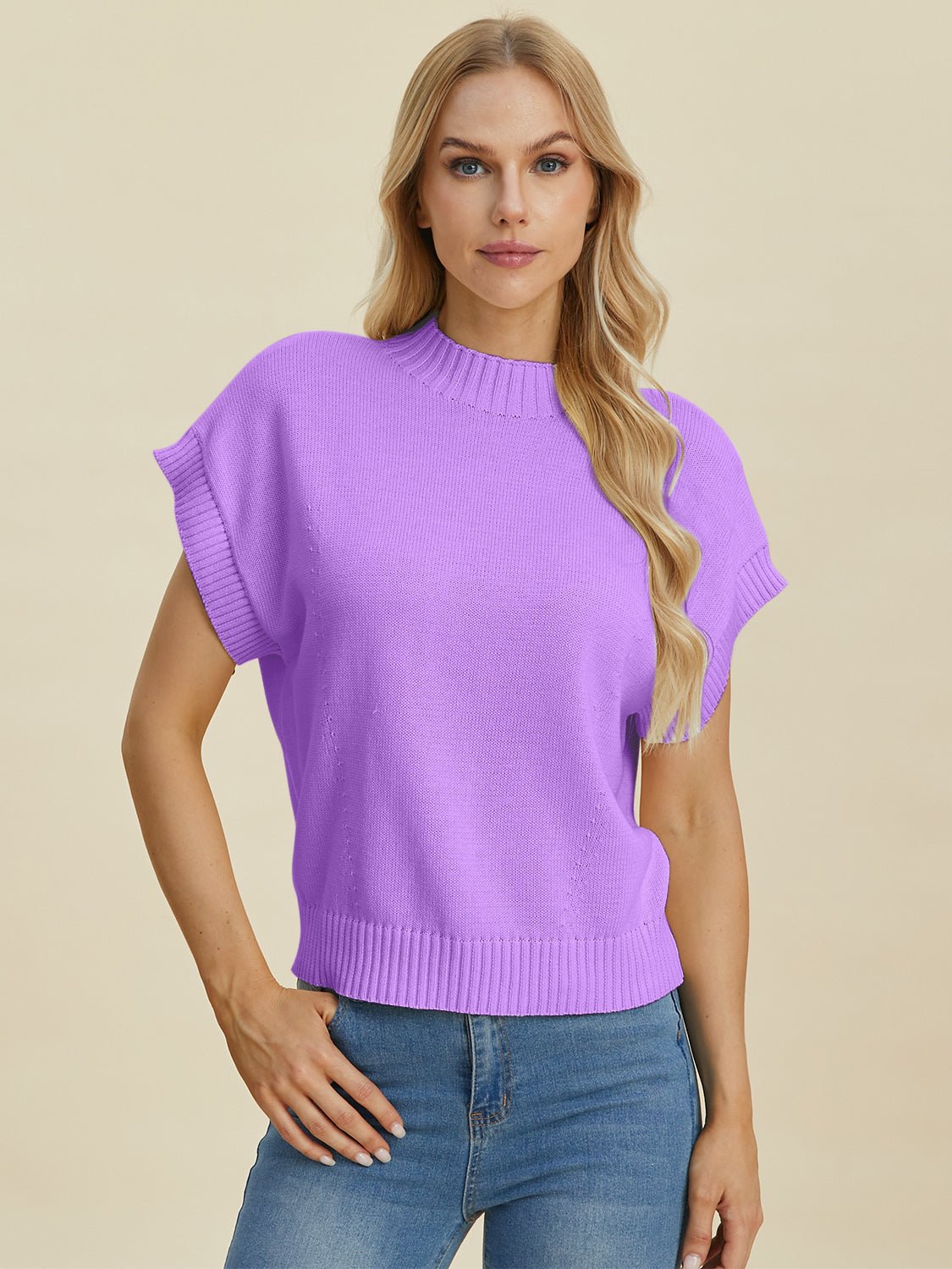 Double Take - Crew Neck Short Sleeve Sweater